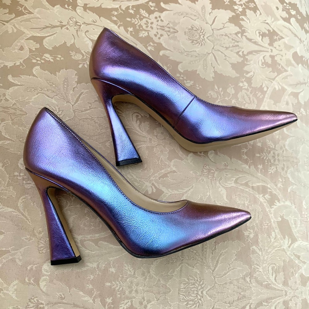 NEW Nine West Trendz 3 Pointy Toe Pumps in Purple Iridescent 7 - Picture 6 of 12